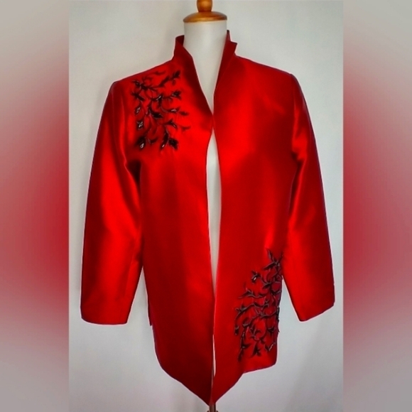 VICTOR COSTA SILK EVENING JACKET - Picture 2 of 6